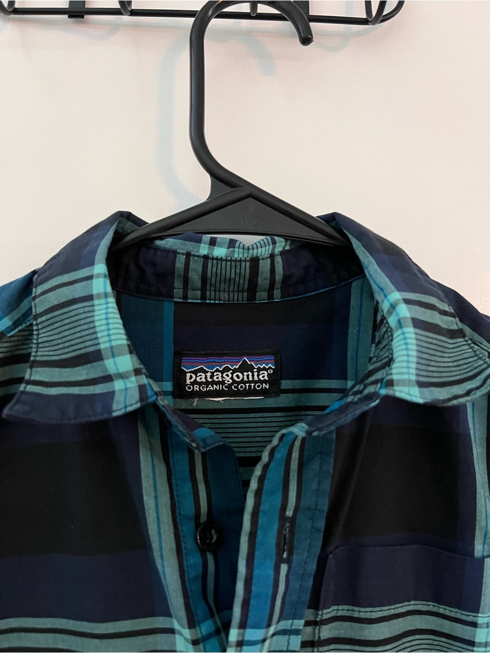 Patagonia Organic Cotton Plaid Button Front Shirt Boys Size XS Blue Plaid - Picture 2 of 3